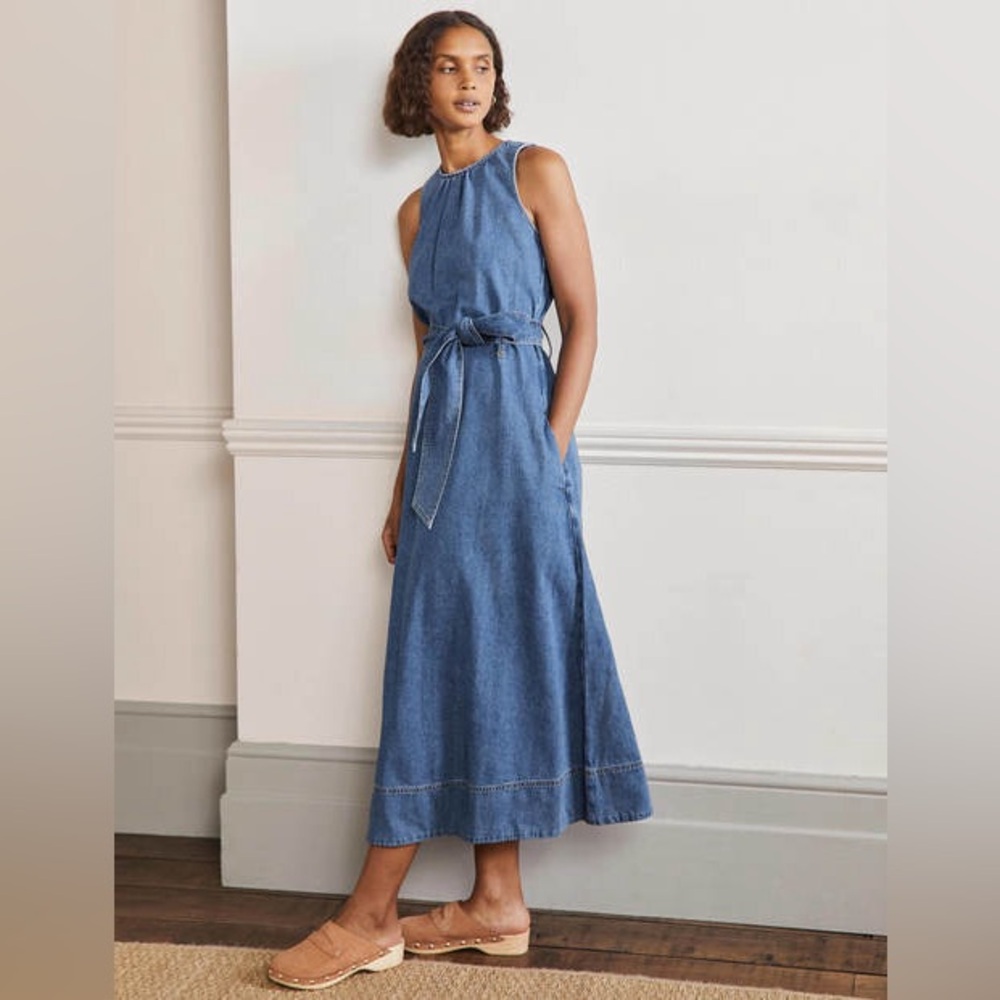 Boden Sleeveless Belted Midi Dress